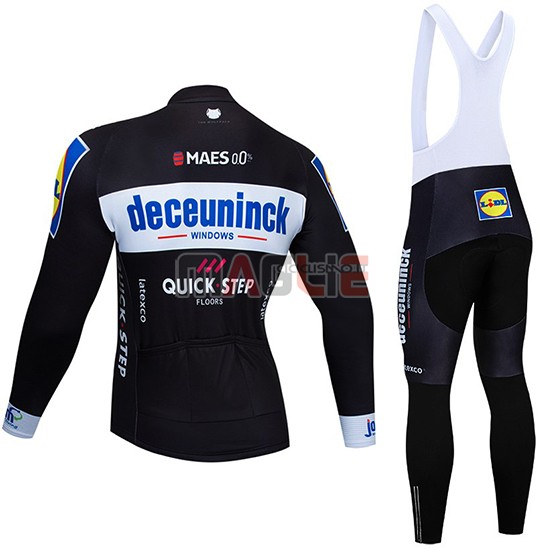 Maglia Deceuninck Quick Step Manica Lunga 2019 Nero Bianco